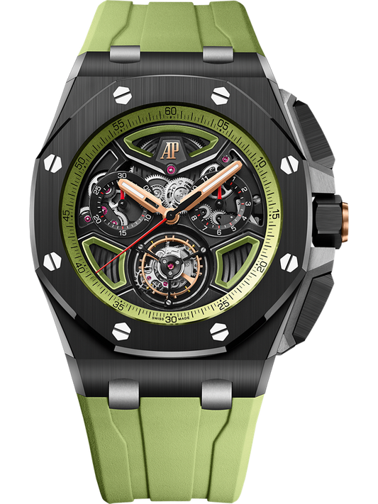 Audemars Piguet Royal Oak Offshore Selfwinding Flying Tourbillon Chronograph 43 mm Black And Green Dial Ceramic Rubber Strap 26622CE.OO.D062CA.01