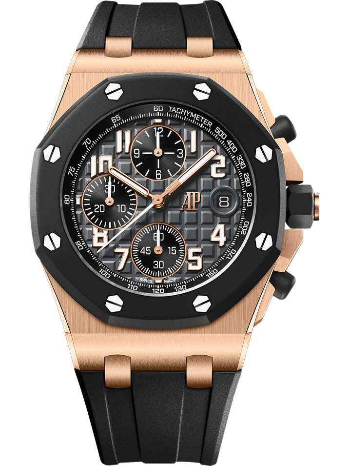 Audemars Piguet Royal Oak Offshore Selfwinding Chronograph 42 mm Dark Grey Dial 18-Carat Pink Gold Rubber Strap 26238OK.OO.A002CA.01