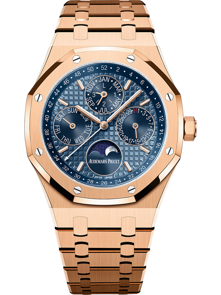 Audemars Piguet Royal Oak Perpetual Calendar 41 mm Blue  Dial 18-Carat Pink Gold Bracelet 26574OR.OO.1220OR.03