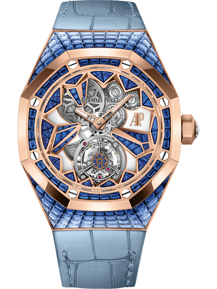 Audemars Piguet Royal Oak Concept Flying Tourbillon 38.5 mm Transparent Dial with Diamonds 18-Carat Pink Gold Alligator Strap 26228OR.SS.D314CR.01