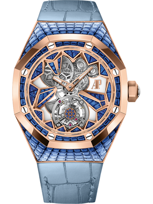 Audemars Piguet Royal Oak Concept Flying Tourbillon 38.5 mm Transparent Dial with Diamonds 18-Carat Pink Gold Alligator Strap 26228OR.SS.D314CR.01