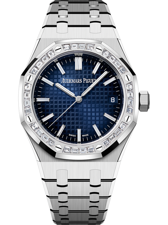 Audemars Piguet Royal Oak Selfwinding 37 mm Blue Dial with Diamonds 18-Carat White Gold Bracelet 15551BC.ZZ.1356BC.01