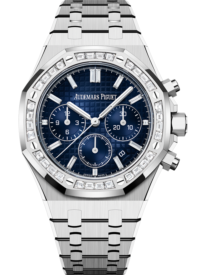 Audemars Piguet Royal Oak Selfwinding Chronograph 38 mm Blue  Dial with Diamonds 18-Carat White Gold Bracelet 26715BC.ZZ.1356BC.01