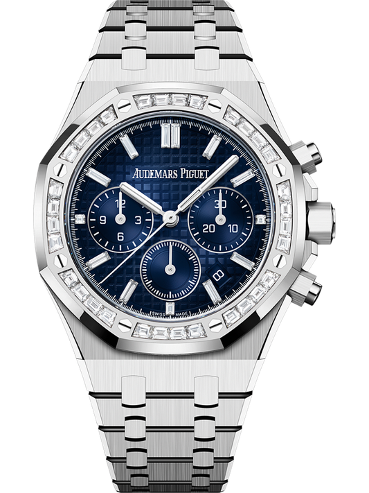 Audemars Piguet Royal Oak Selfwinding Chronograph 38 mm Blue  Dial with Diamonds 18-Carat White Gold Bracelet 26715BC.ZZ.1356BC.01