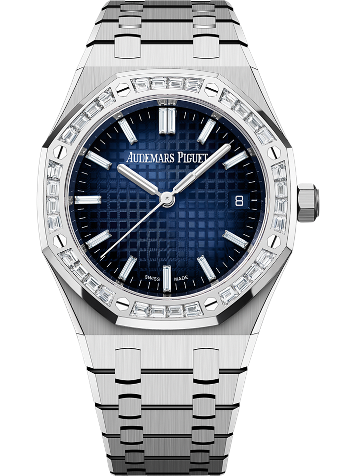 Audemars Piguet Royal Oak Selfwinding 34 mm Blue Dial with Diamonds 18-Carat White Gold Bracelet 77451BC.ZZ.1361BC.01