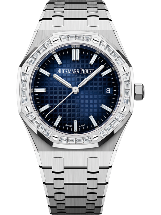 Audemars Piguet Royal Oak Selfwinding 34 mm Blue Dial with Diamonds 18-Carat White Gold Bracelet 77451BC.ZZ.1361BC.01