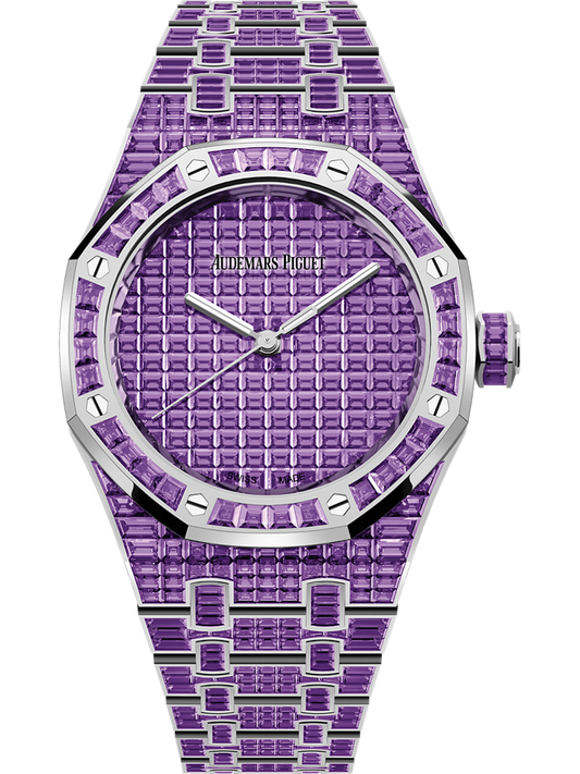 Audemars Piguet Royal Oak Selfwinding Amethyst "50th Anniversary" 37 mm Diamond Paved Dial 18-Carat White Gold Bracelet 15554BC.AY.1274BC.01