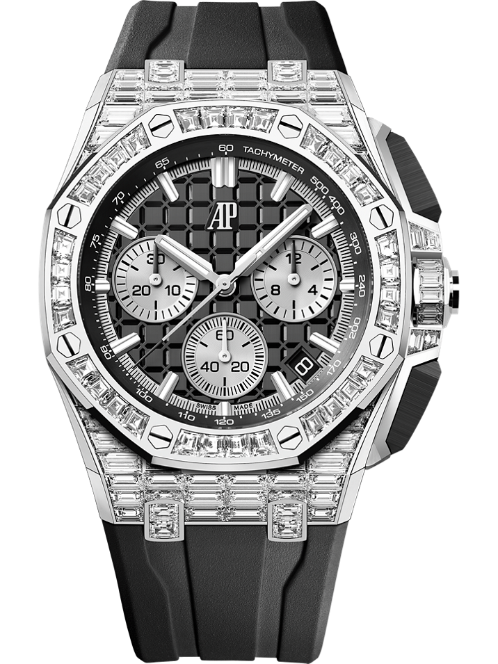 Audemars Piguet Royal Oak Offshore Selfwinding Chronograph 43 mm Black Dial with Diamonds 18-Carat White Gold Rubber Strap 26425BC.ZZ.D002CA.01