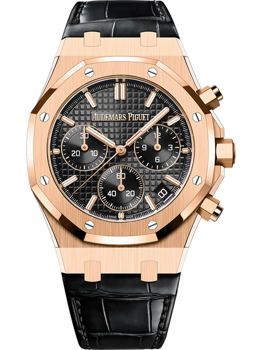 Audemars Piguet Royal Oak Selfwinding Chronograph 41 mm Black  Dial 18-Carat Pink Gold Alligator Strap 26240OR.OO.D002CR.02