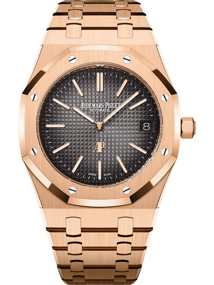 Audemars Piguet Royal Oak “Jumbo” Extra-Thin 39 mm Grey Dial 18-Carat Pink Gold Bracelet 16202OR.OO.1240OR.02