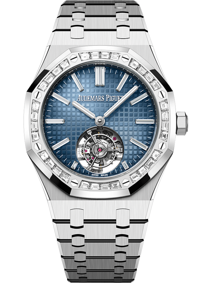 Audemars Piguet Royal Oak Selfwinding Flying Tourbillon 41 mm Blue  Dial with Diamonds 18-Carat White Gold Bracelet 26730BC.ZZ.1320BC.02