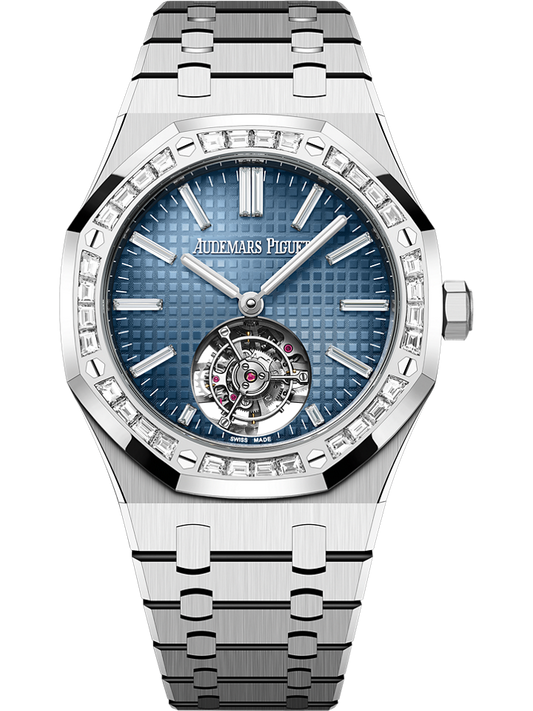 Audemars Piguet Royal Oak Selfwinding Flying Tourbillon 41 mm Blue  Dial with Diamonds 18-Carat White Gold Bracelet 26730BC.ZZ.1320BC.02