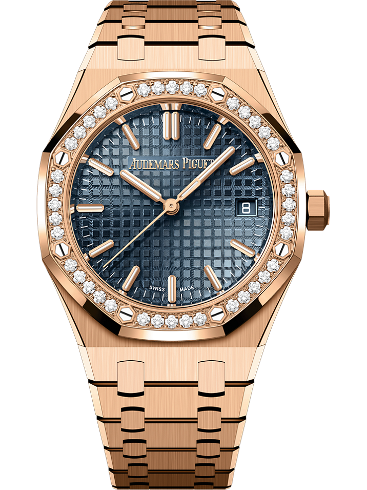 Audemars Piguet Royal Oak Selfwinding 34 mm Blue Dial with Diamonds 18-Carat Pink Gold Bracelet 77451OR.ZZ.1361OR.04