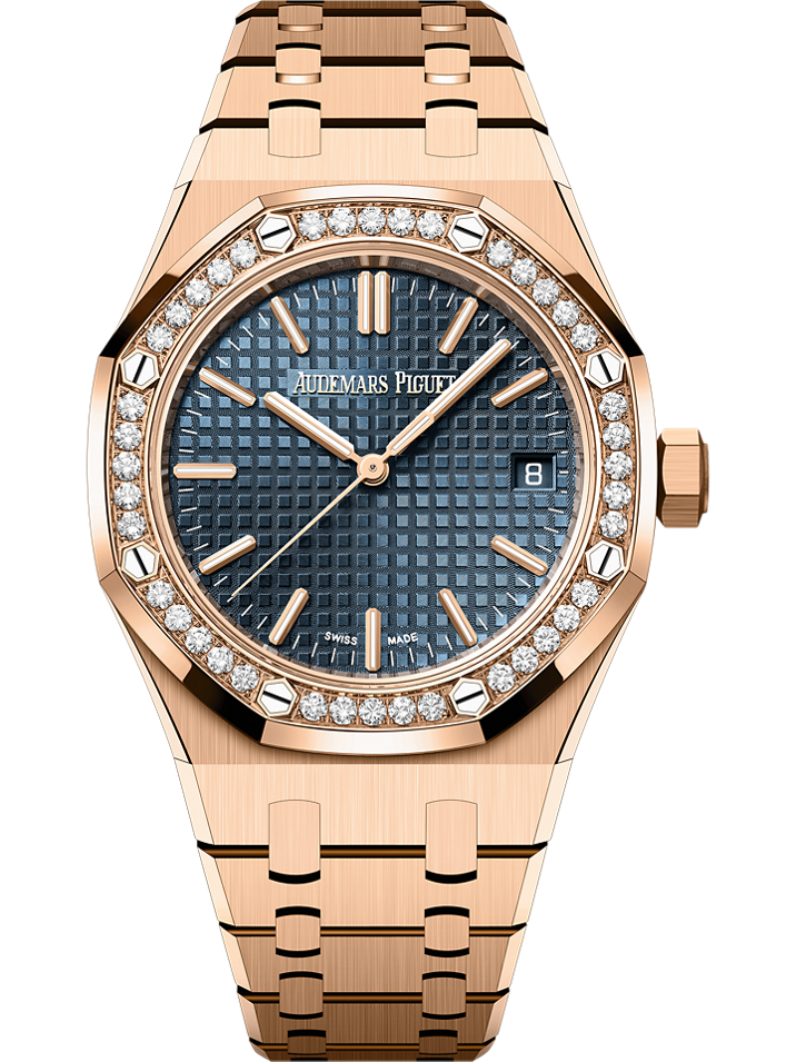 Audemars Piguet Royal Oak Selfwinding 37 mm Blue  Dial with Diamonds 18-Carat Pink Gold Bracelet 15551OR.ZZ.1356OR.05