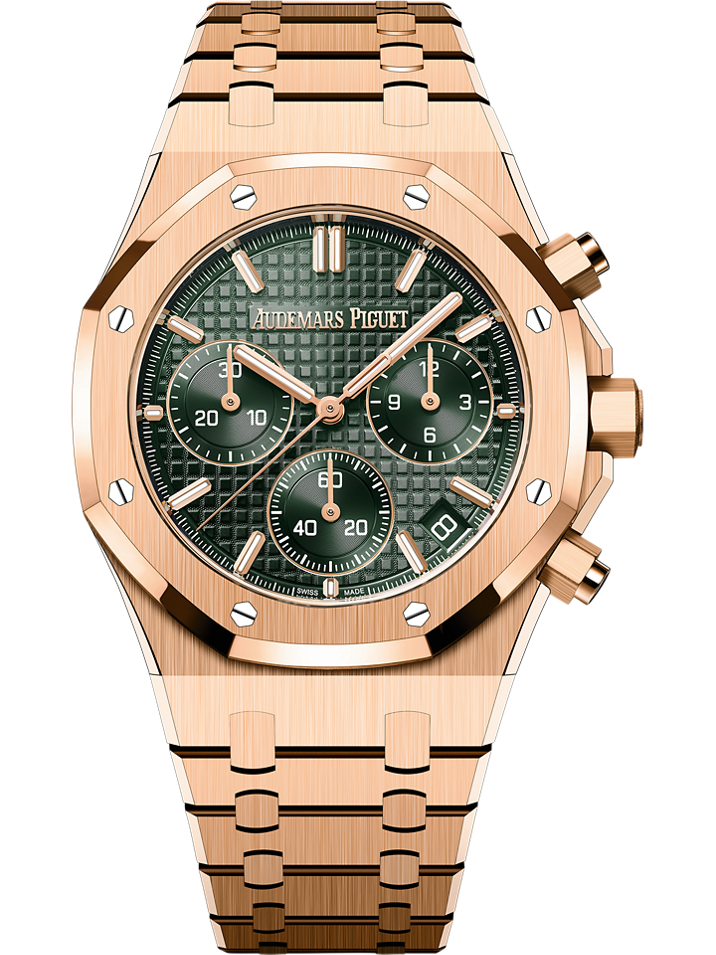 Audemars Piguet Royal Oak Selfwinding Chronograph 41 mm Khaki Green Dial 18-Carat Pink Gold Bracelet 26240OR.OO.1320OR.08