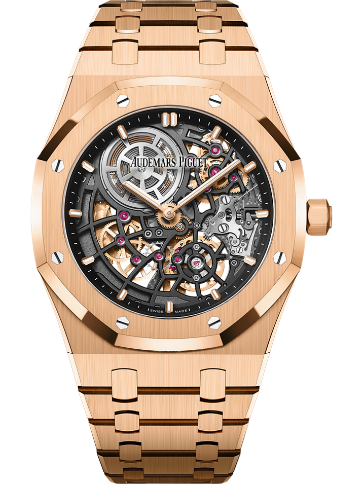 Audemars Piguet Royal Oak “Jumbo” Extra-Thin Openworked 39 mm Slate Grey Dial 18-Carat Pink Gold Bracelet 16204OR.OO.1240OR.03