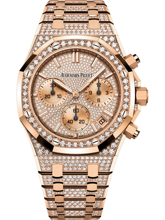 Audemars Piguet Royal Oak Selfwinding Chronograph 41 mm Diamond Paved Dial 18-Carat Pink Gold Bracelet 26242OR.ZZ.1322OR.02