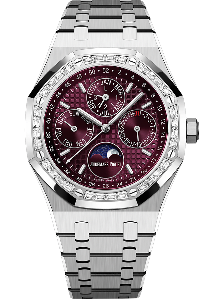 Audemars Piguet Royal Oak Perpetual Calendar 41 mm Purple  Dial with Diamonds 18-Carat White Gold Bracelet 26598BC.ZZ.1220BC.01