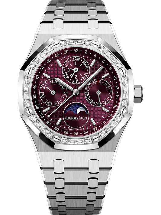 Audemars Piguet Royal Oak Perpetual Calendar 41 mm Purple  Dial with Diamonds 18-Carat White Gold Bracelet 26598BC.ZZ.1220BC.01