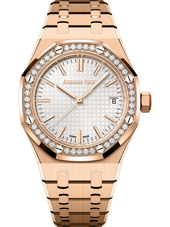 Audemars Piguet Royal Oak Selfwinding 37 mm Silver Dial with Diamonds 18-Carat Pink Gold Bracelet 15551OR.ZZ.1356OR.04