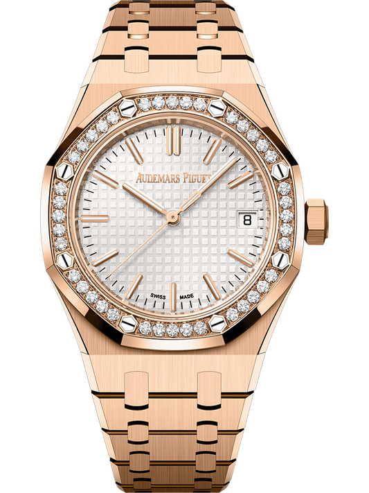 Audemars Piguet Royal Oak Selfwinding 37 mm Silver Dial with Diamonds 18-Carat Pink Gold Bracelet 15551OR.ZZ.1356OR.04