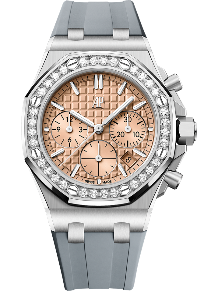 Audemars Piguet Royal Oak Offshore Selfwinding Chronograph 37 mm Salmon Dial with Diamonds Stainless Steel Rubber Strap 26231ST.ZZ.A178CA.01