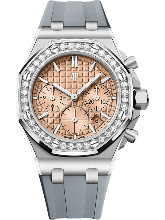 Audemars Piguet Royal Oak Offshore Selfwinding Chronograph 37 mm Salmon Dial with Diamonds Stainless Steel Rubber Strap 26231ST.ZZ.A178CA.01