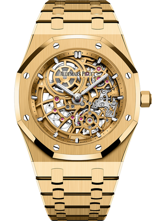 Audemars Piguet Royal Oak “Jumbo” Extra-Thin Openworked 39 mm Transparent Dial 18-Carat Yellow Gold Bracelet 16204BA.OO.1240BA.01