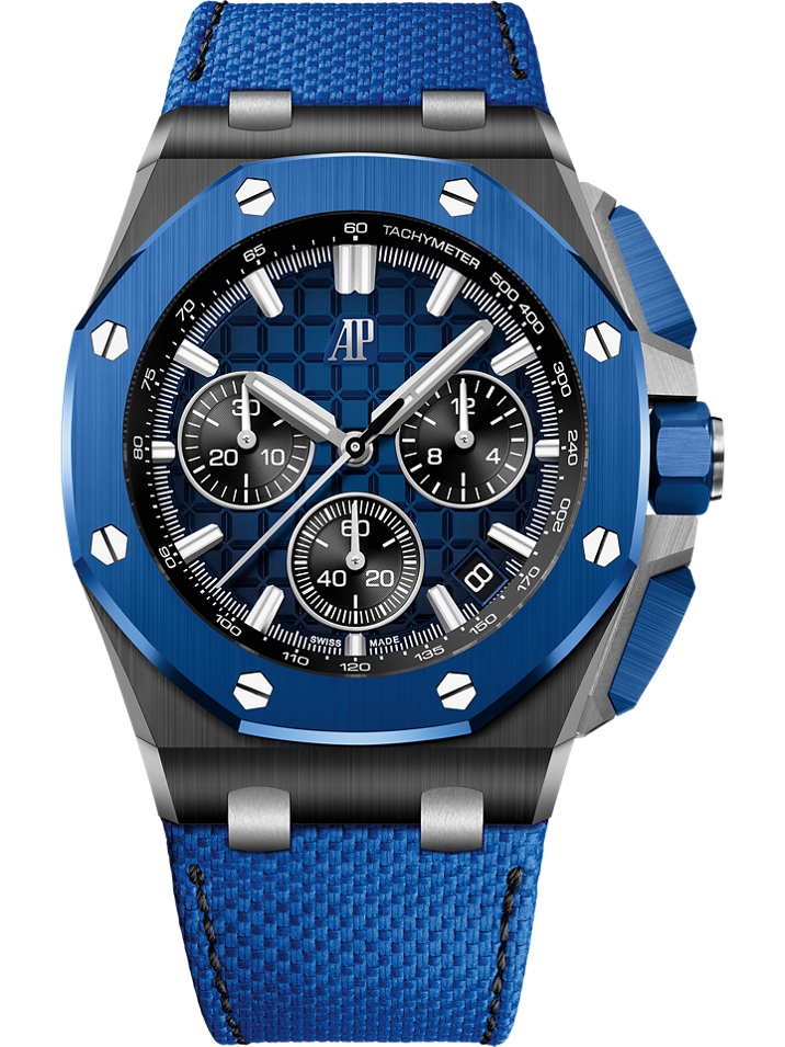 Audemars Piguet Royal Oak Offshore Selfwinding Chronograph 43 mm Blue Dial Black Ceramic Calfskin Strap 26420CE.OO.A043VE.01