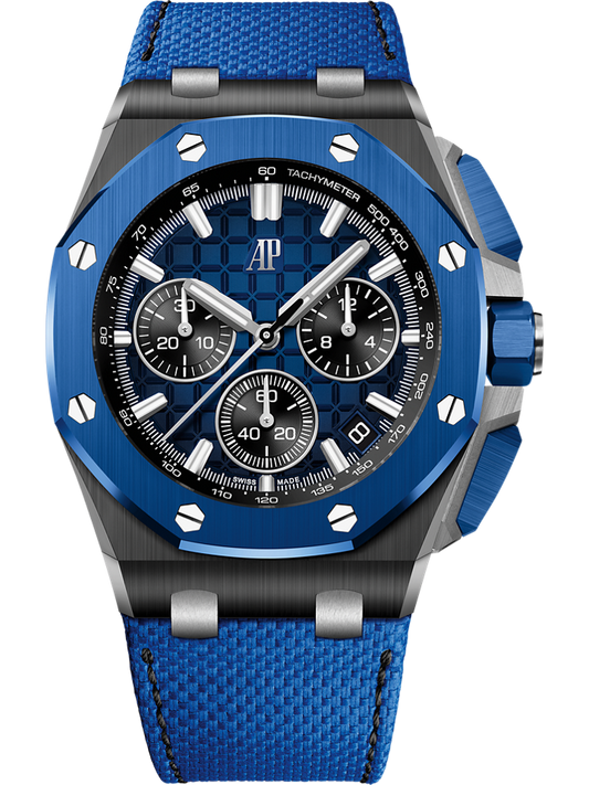 Audemars Piguet Royal Oak Offshore Selfwinding Chronograph 43 mm Blue Dial Black Ceramic Calfskin Strap 26420CE.OO.A043VE.01