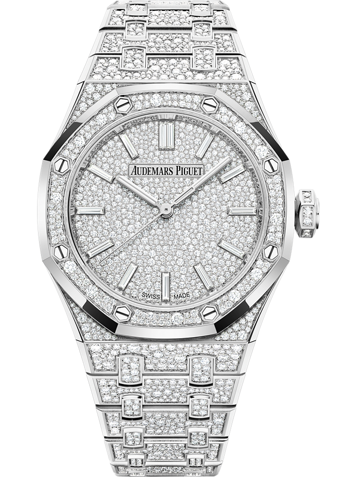 Audemars Piguet Royal Oak Selfwinding 37 mm Diamond Paved Dial 18-Carat White Gold Bracelet 15552BC.ZZ.1358BC.01