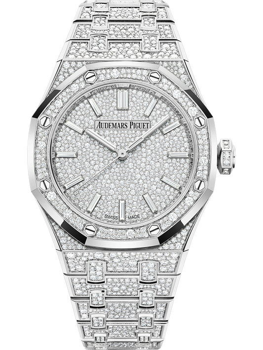 Audemars Piguet Royal Oak Selfwinding 37 mm Diamond Paved Dial 18-Carat White Gold Bracelet 15552BC.ZZ.1358BC.01