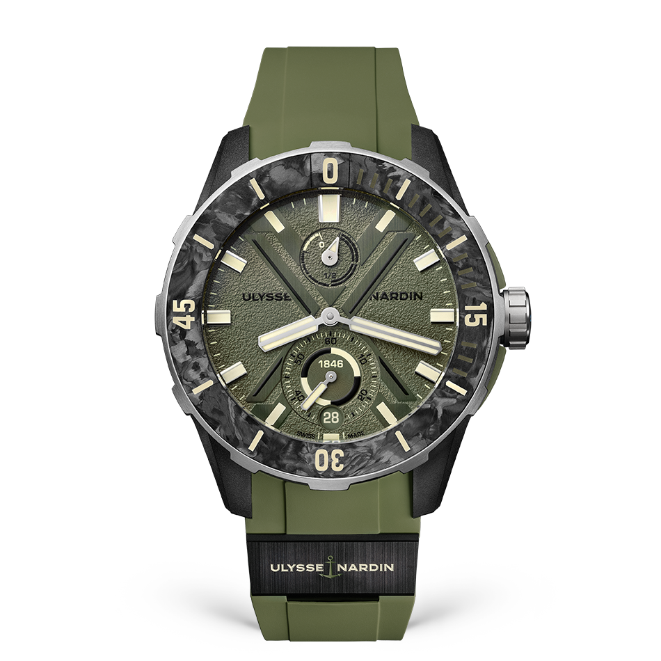 Ulysse Nardin Diver NET OPS 44 mm Khaki Green Dial Stainless Steel Rubber Strap 1183-170-8A/3A