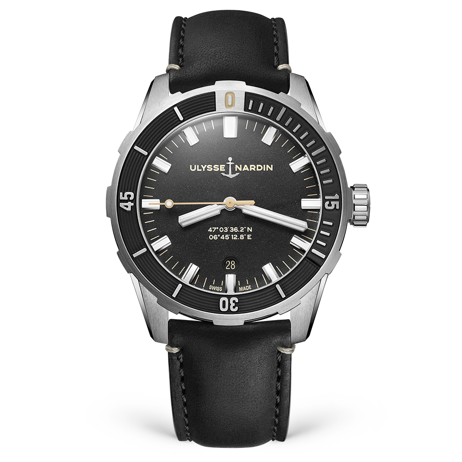 Ulysse Nardin Diver 42 mm Black Dial Stainless Steel Leather Strap 8163-175/92