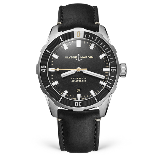 Ulysse Nardin Diver 42 mm Black Dial Stainless Steel Leather Strap 8163-175/92