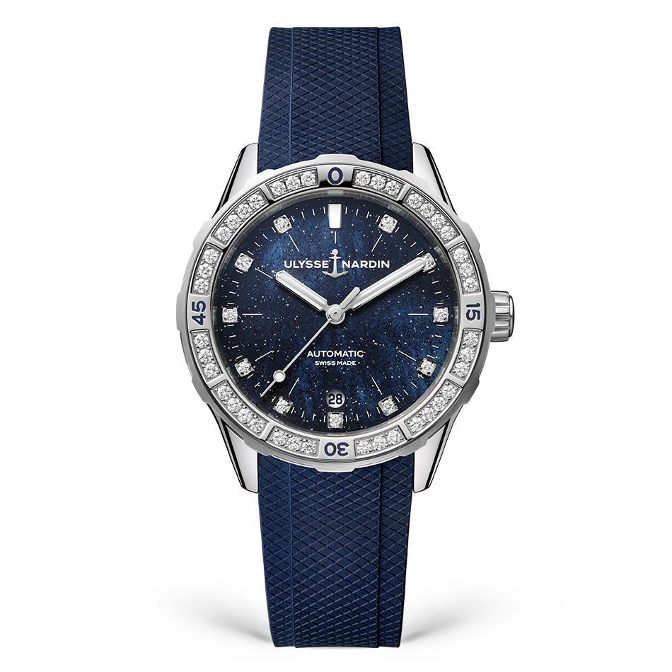 Ulysse Nardin Diver Starry Night 39 mm Dark Blue Dial with Diamonds Stainless Steel Rubber Strap 8163-182B1-3A/3A