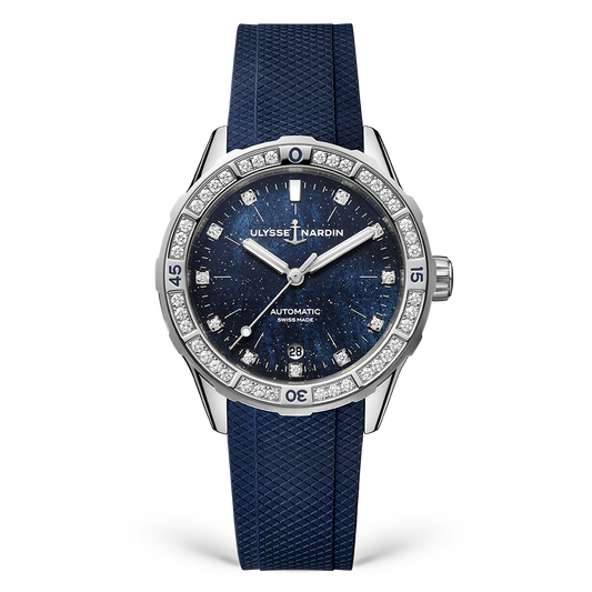 Ulysse Nardin Diver Starry Night 39 mm Dark Blue Dial with Diamonds Stainless Steel Rubber Strap 8163-182B1-3A/3A