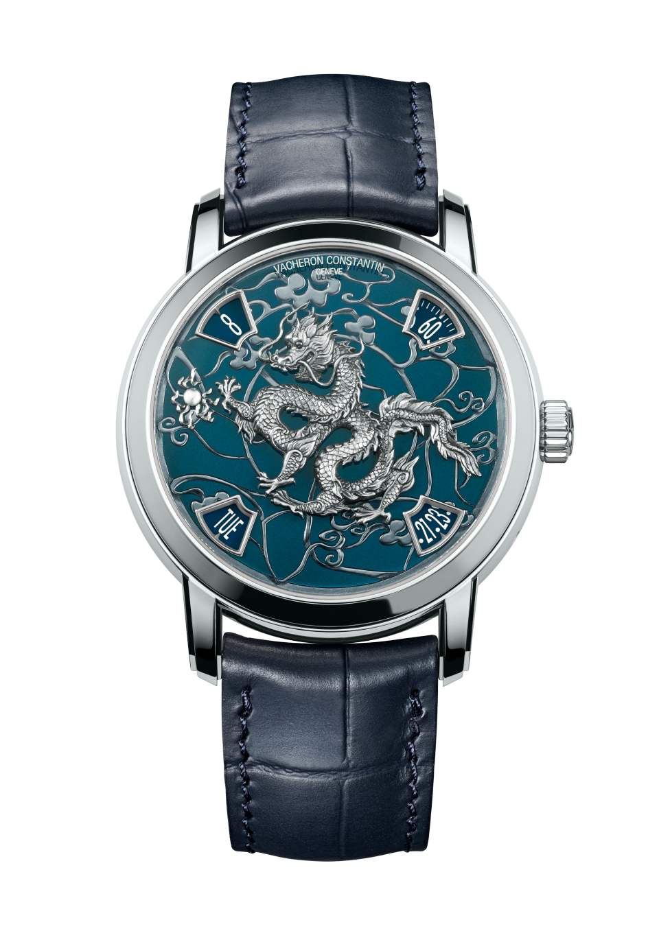 Vacheron Constantin Métiers d'Art The legend of the Chinese Zodiac - year of the dragon 40 mm Blue Dial Platinum Alligator Leather Strap 86073/000P-B982