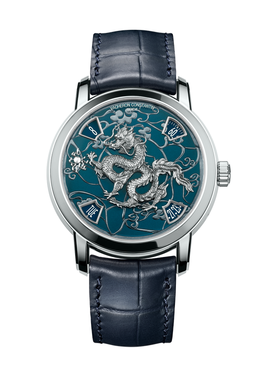 Vacheron Constantin Métiers d'Art The legend of the Chinese Zodiac - year of the dragon 40 mm Blue Dial Platinum Alligator Leather Strap 86073/000P-B982