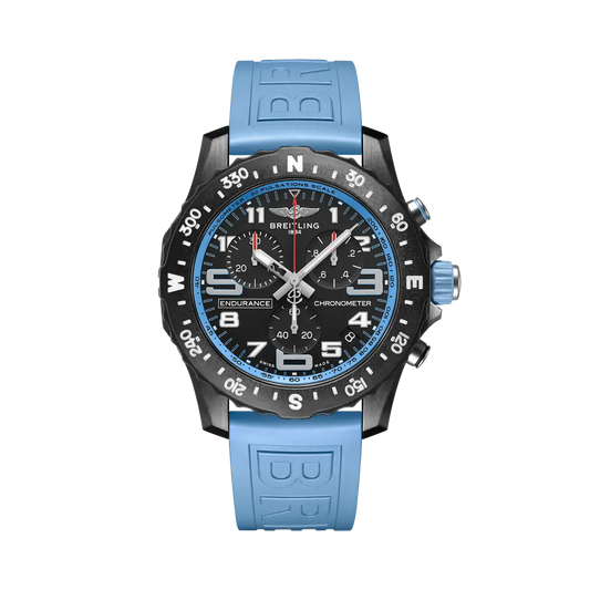 Breitling Endurance Pro 44 mm Black Dial Breitlight Blue Rubber Strap X82310281B1S1