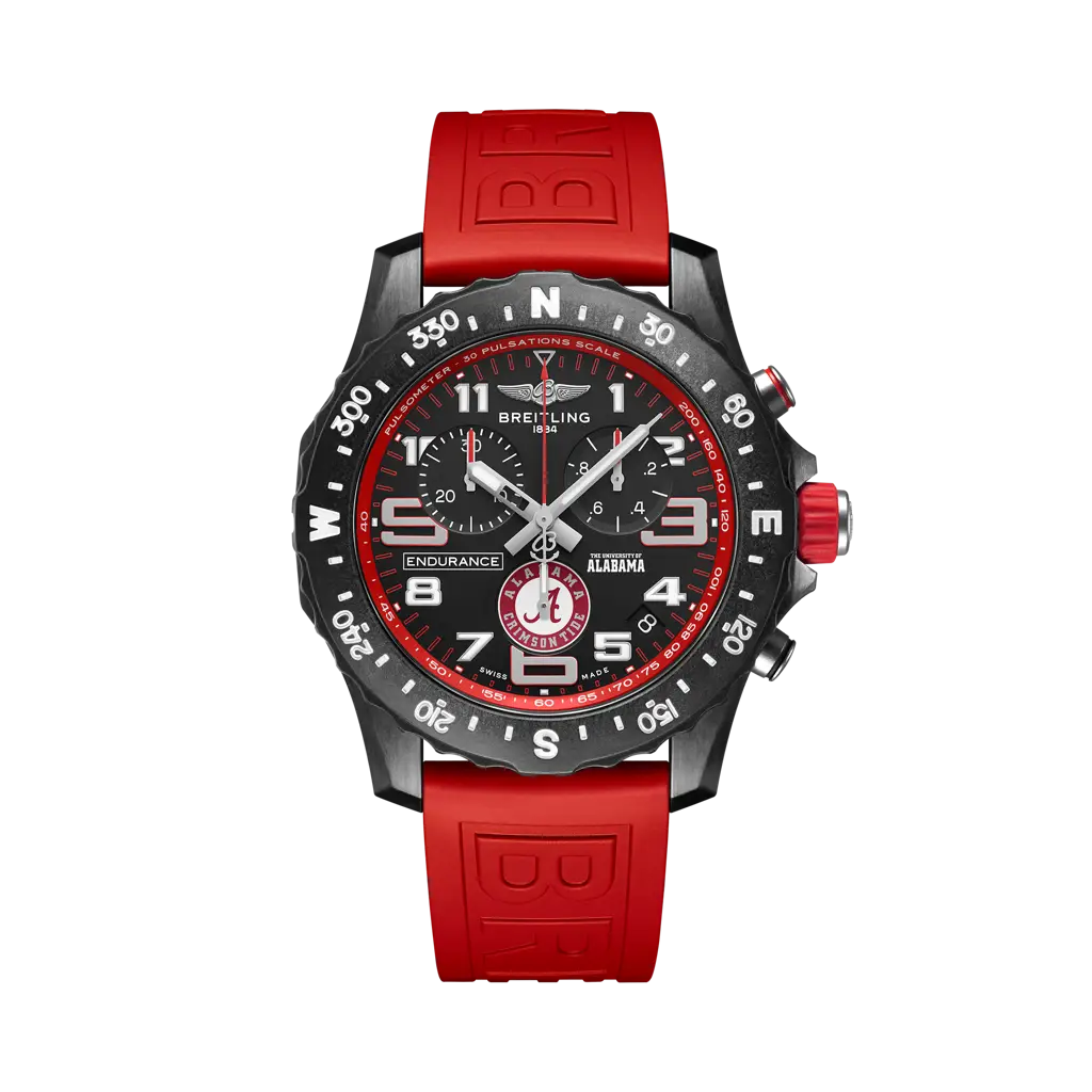 Breitling Endurance Pro 44 The University of Alabama® 44 mm Black Dial Breitlight Red Rubber Strap X823102C1B1S1