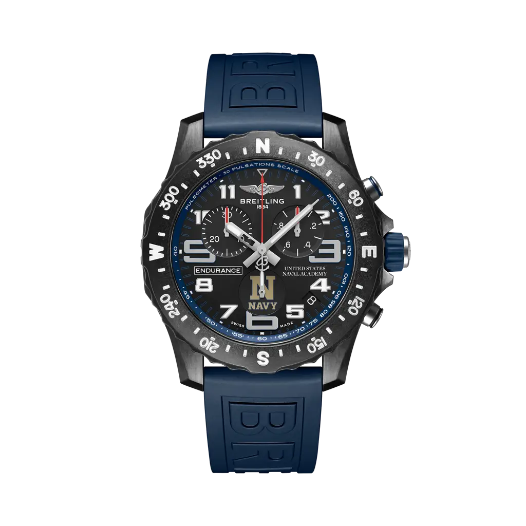 Breitling Endurance Pro 44 United States Naval Academy™ 44 mm Black Dial Breitlight Blue Rubber Strap X823103C1B1S1