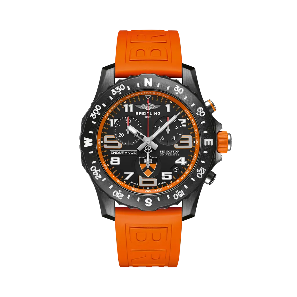 Breitling Endurance Pro 44 Princeton® University Edition 44 mm Black Dial Breitlight Orange Rubber Strap X823104C1B1S1