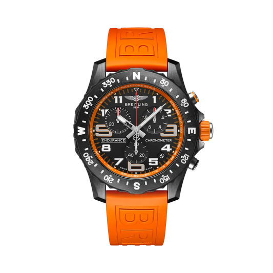 Breitling Endurance Pro 44 mm Black Dial Breitlight Orange Rubber Strap X82310A51B1S1