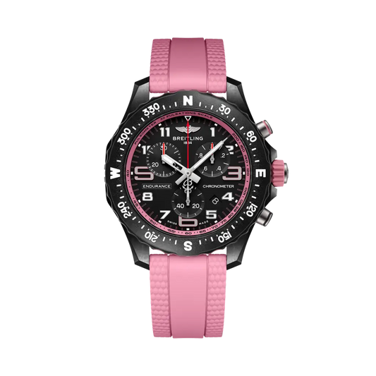 Breitling Endurance Pro 38 mm Black Dial Breitlight Pink Rubber Strap X83310D41B1S1