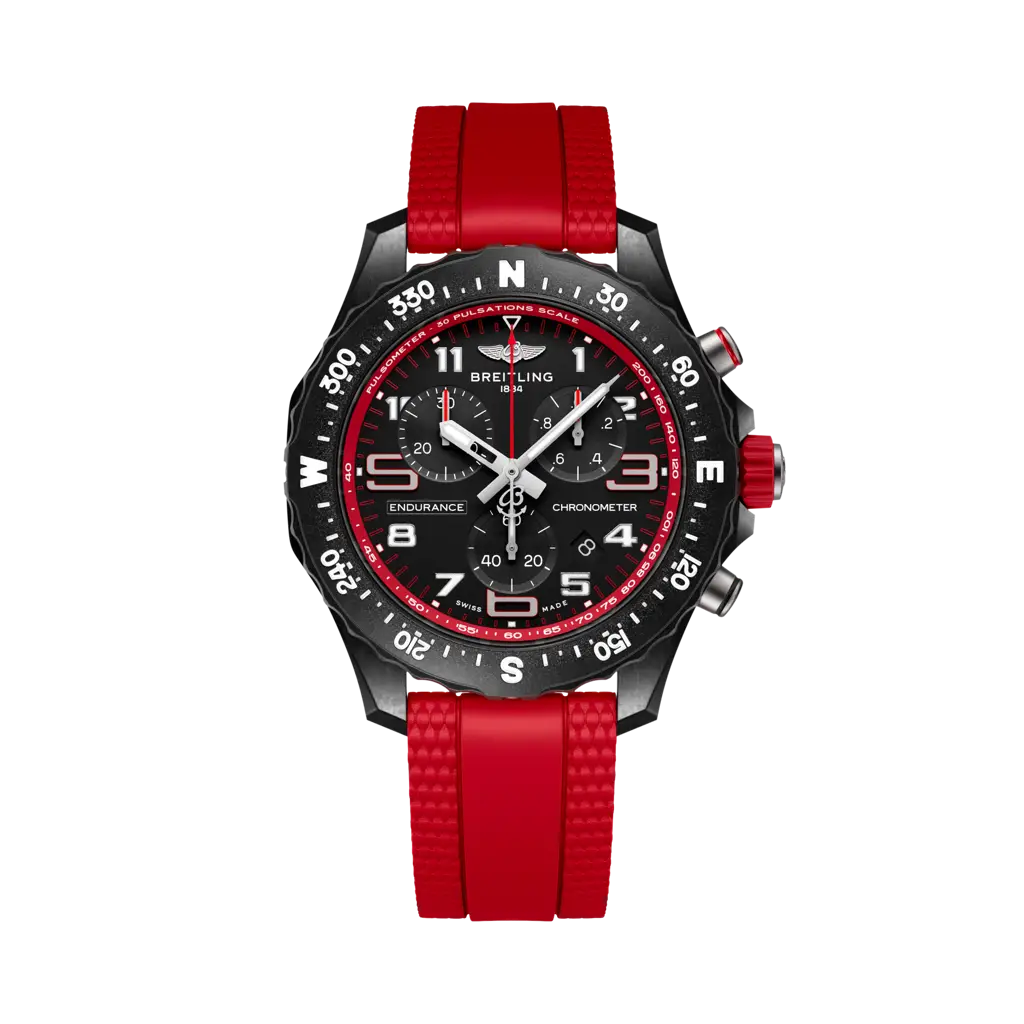 Breitling Endurance Pro 38 mm Black Dial Breitlight Red Rubber Strap X83310D91B2S1