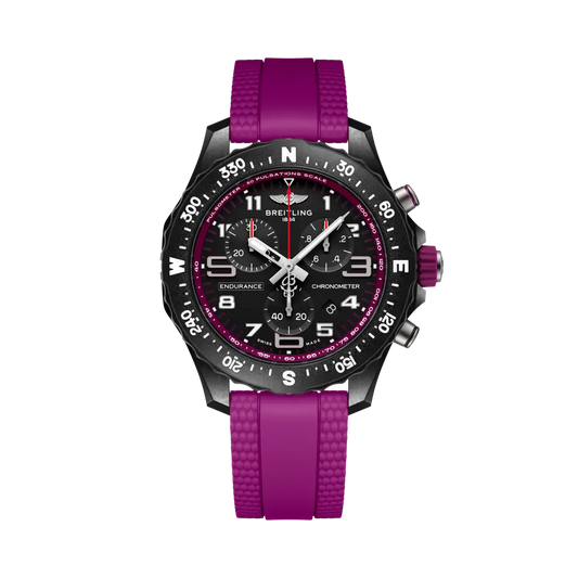 Breitling Endurance Pro 38 mm Black Dial Breitlight Purple Rubber Strap X83310F61B1S1