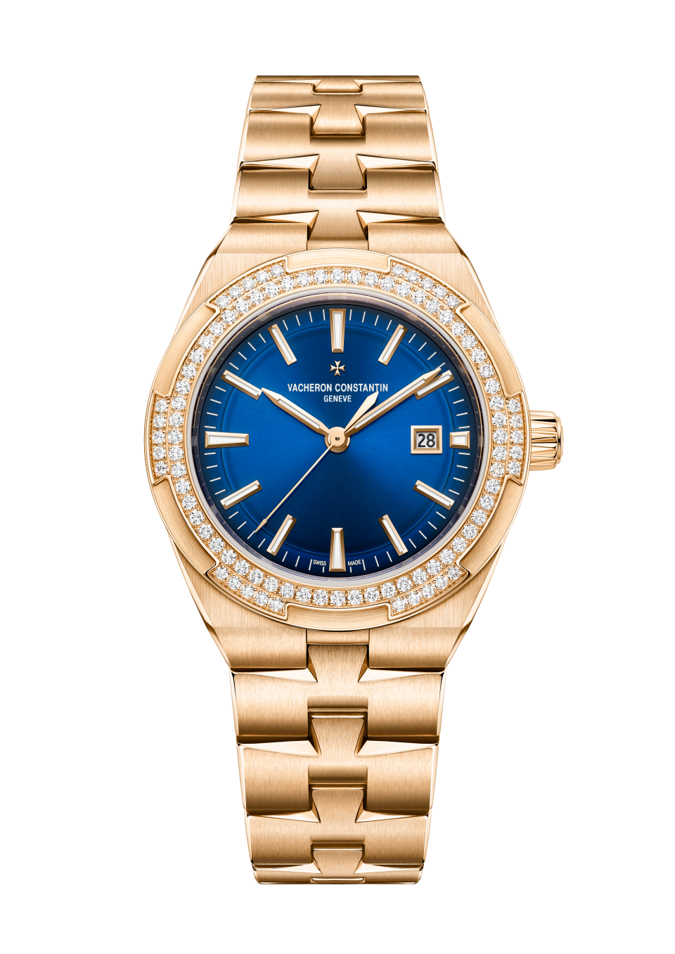 Vacheron Constantin Overseas self-winding 35 mm Blue Dial with Diamonds 18K Pink Gold Bracelet 4605V/200R-B978