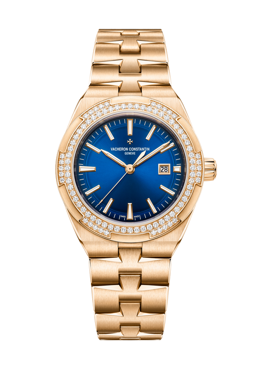 Vacheron Constantin Overseas self-winding 35 mm Blue Dial with Diamonds 18K Pink Gold Bracelet 4605V/200R-B978