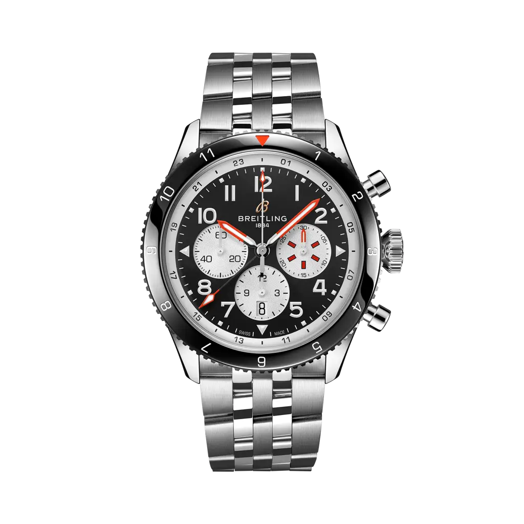 Breitling Super AVI B04 Chronograph GMT 46 Mosquito 46 mm Black Dial Stainless Steel Bracelet YB04451A1B1A1